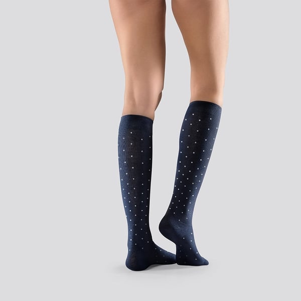 Mabs-Compression-Socks-Cotton-Knee-Navy-Dotted-S-XXL